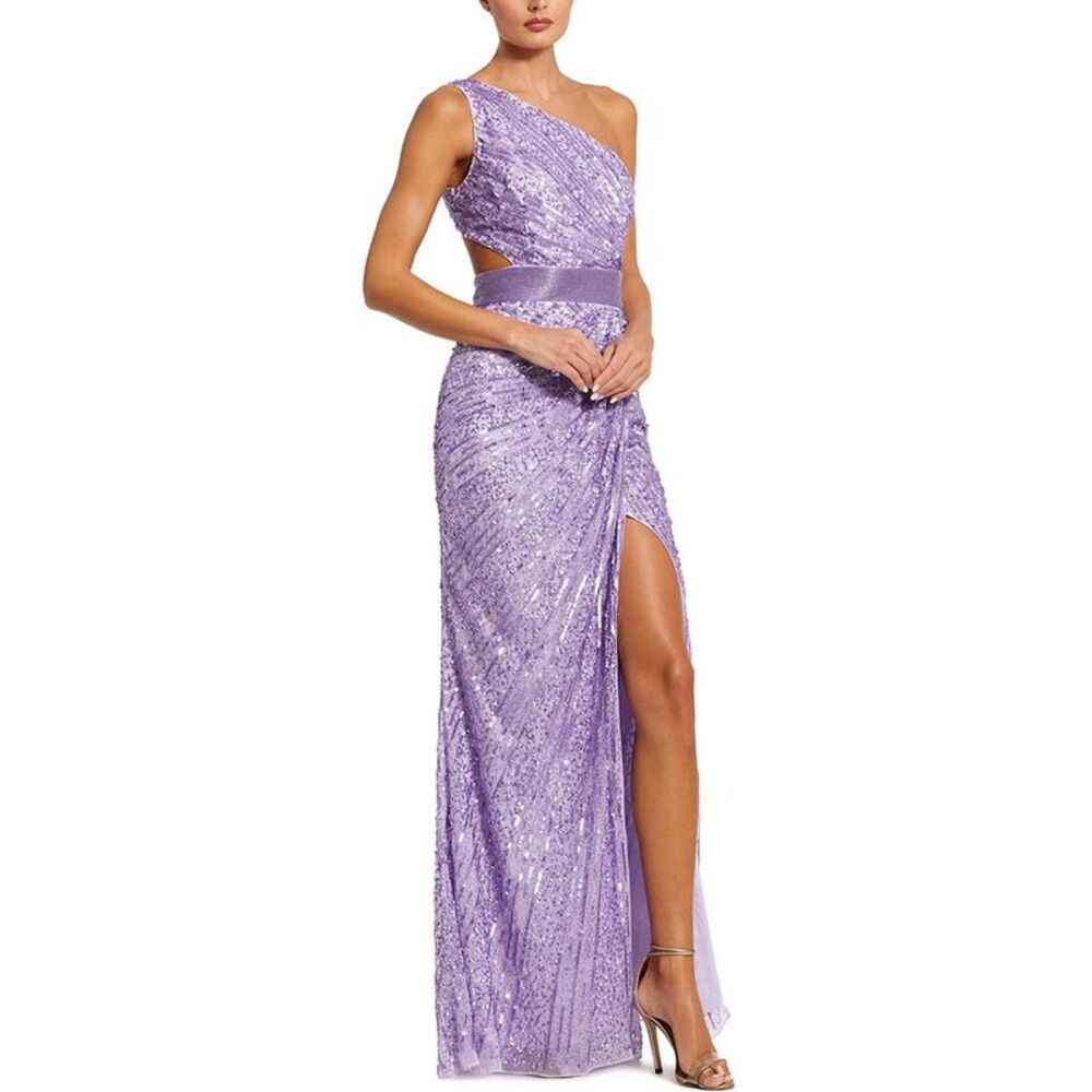 Mac Duggal Womens Beaded Gown, Purple